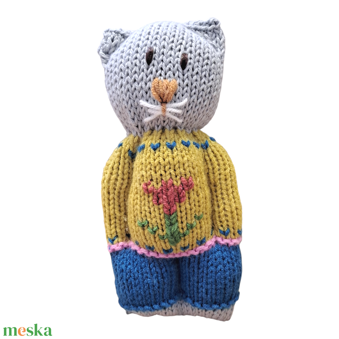 Kézzel kötött szürke cica - játék & sport - plüssállat & játékfigura - cica - Meska.hu