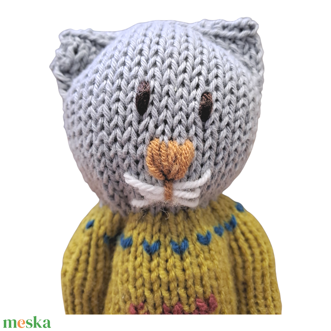 Kézzel kötött szürke cica - játék & sport - plüssállat & játékfigura - cica - Meska.hu