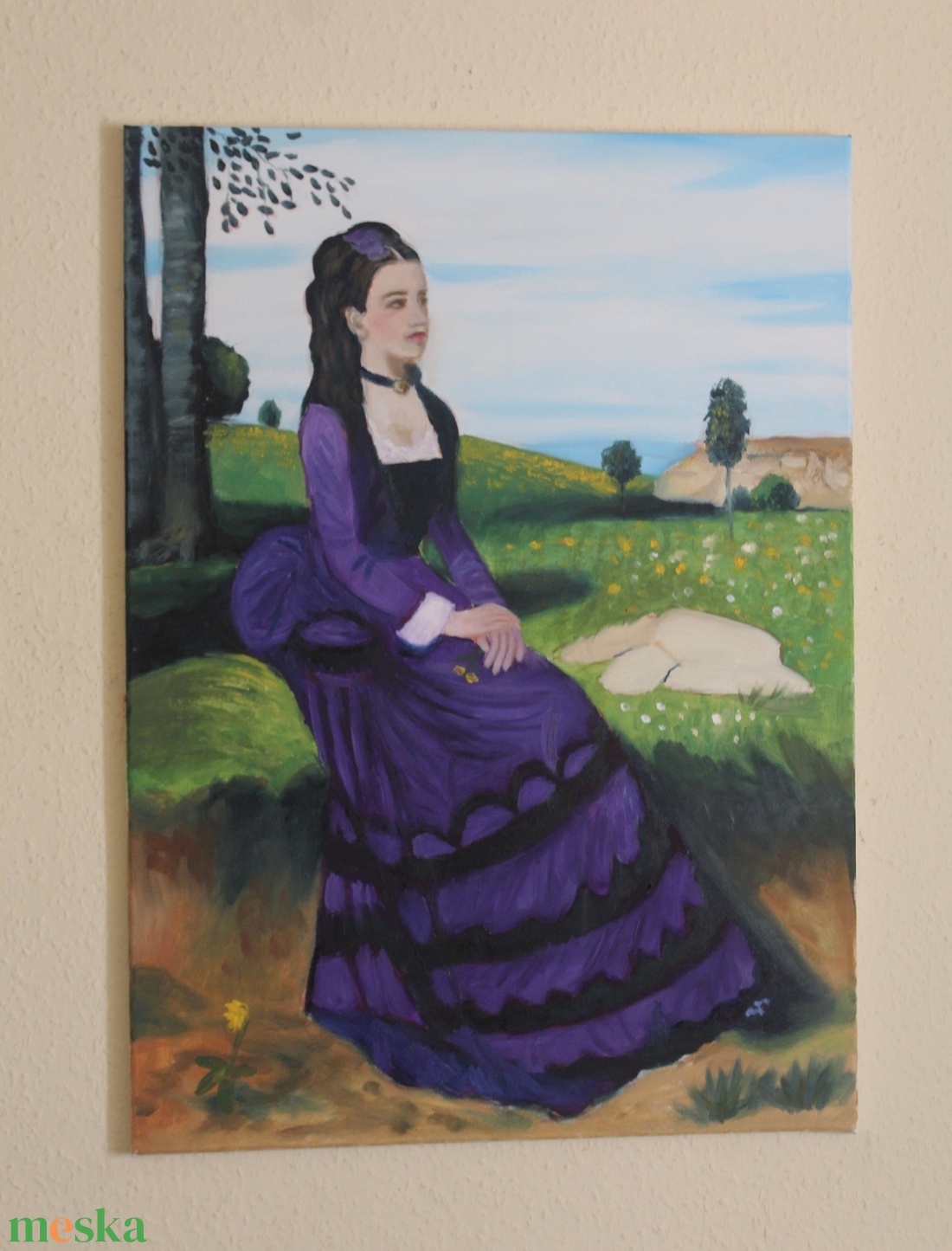 A lila ruhás nő, (tanulmány) - művészet - festmény - olajfestmény - Meska.hu