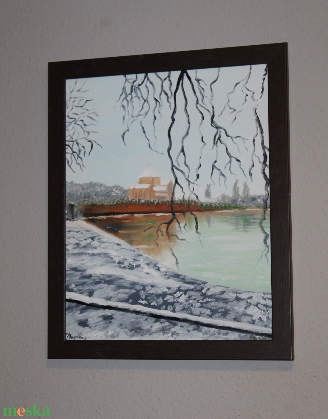 Tata télen  - művészet - festmény - olajfestmény - Meska.hu