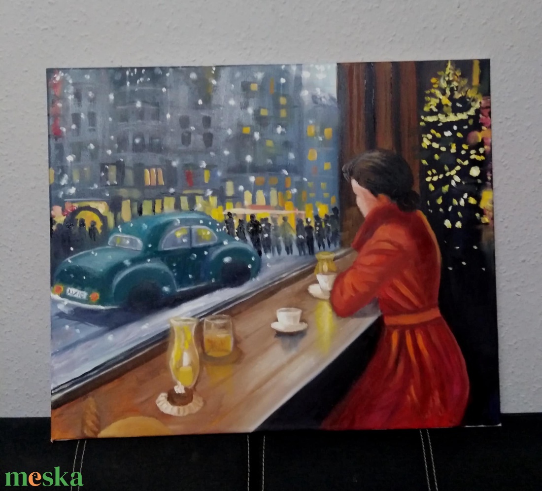 Karácsony - művészet - festmény - olajfestmény - Meska.hu