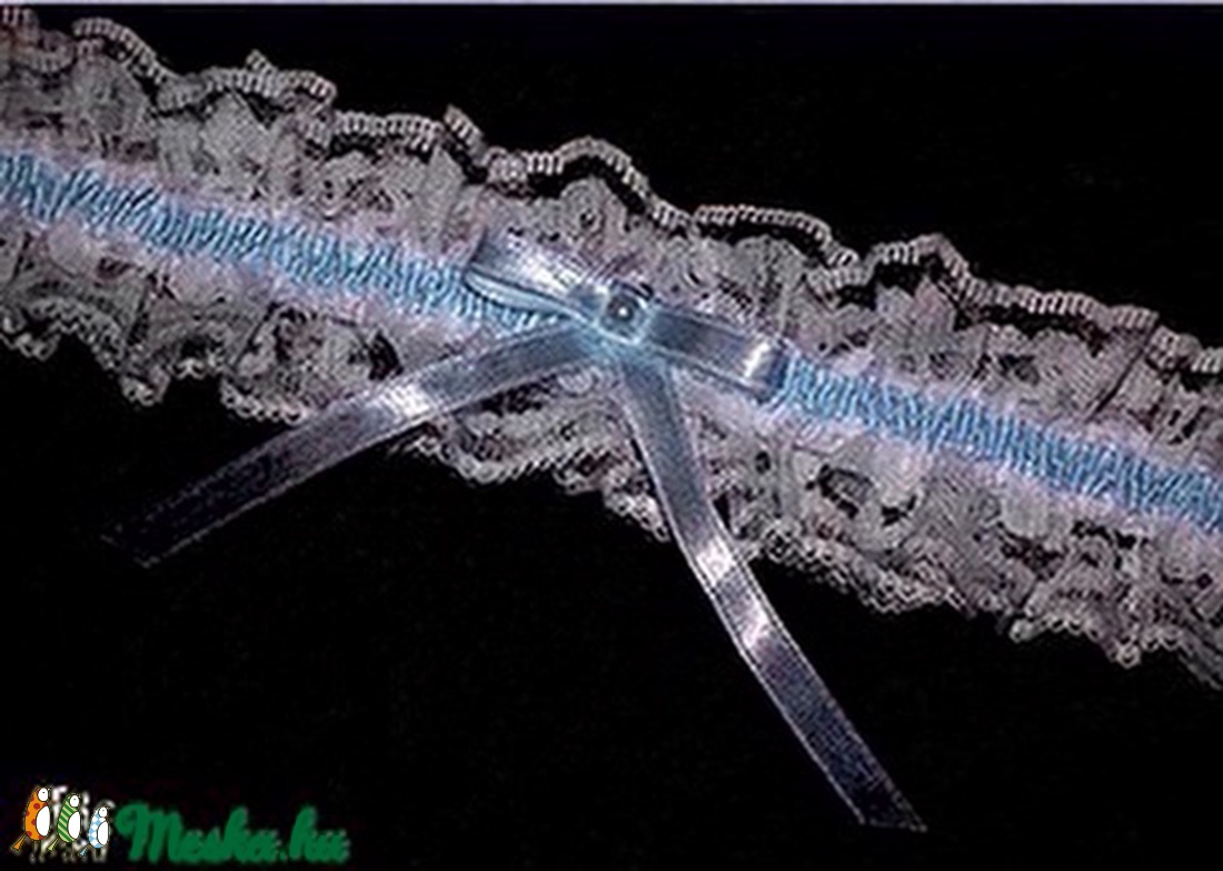 Kék fehér menyasszonyi combcsipke, méretre készíteve -  - Meska.hu