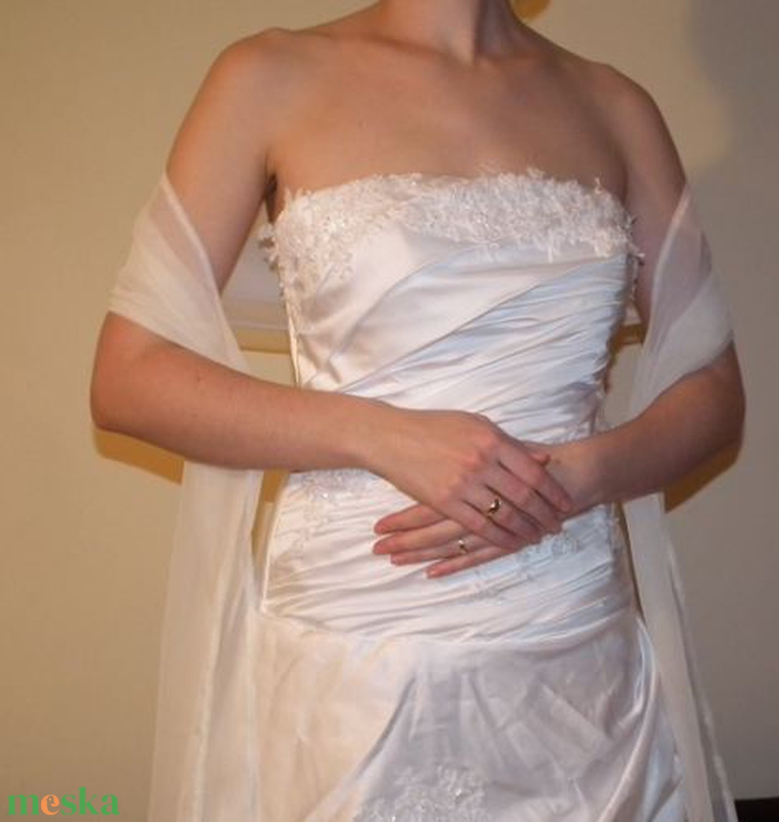 Muszlin stóla, vállkendő - tört fehér - esküvő - kiegészítők - bolero és válltakaró - Meska.hu