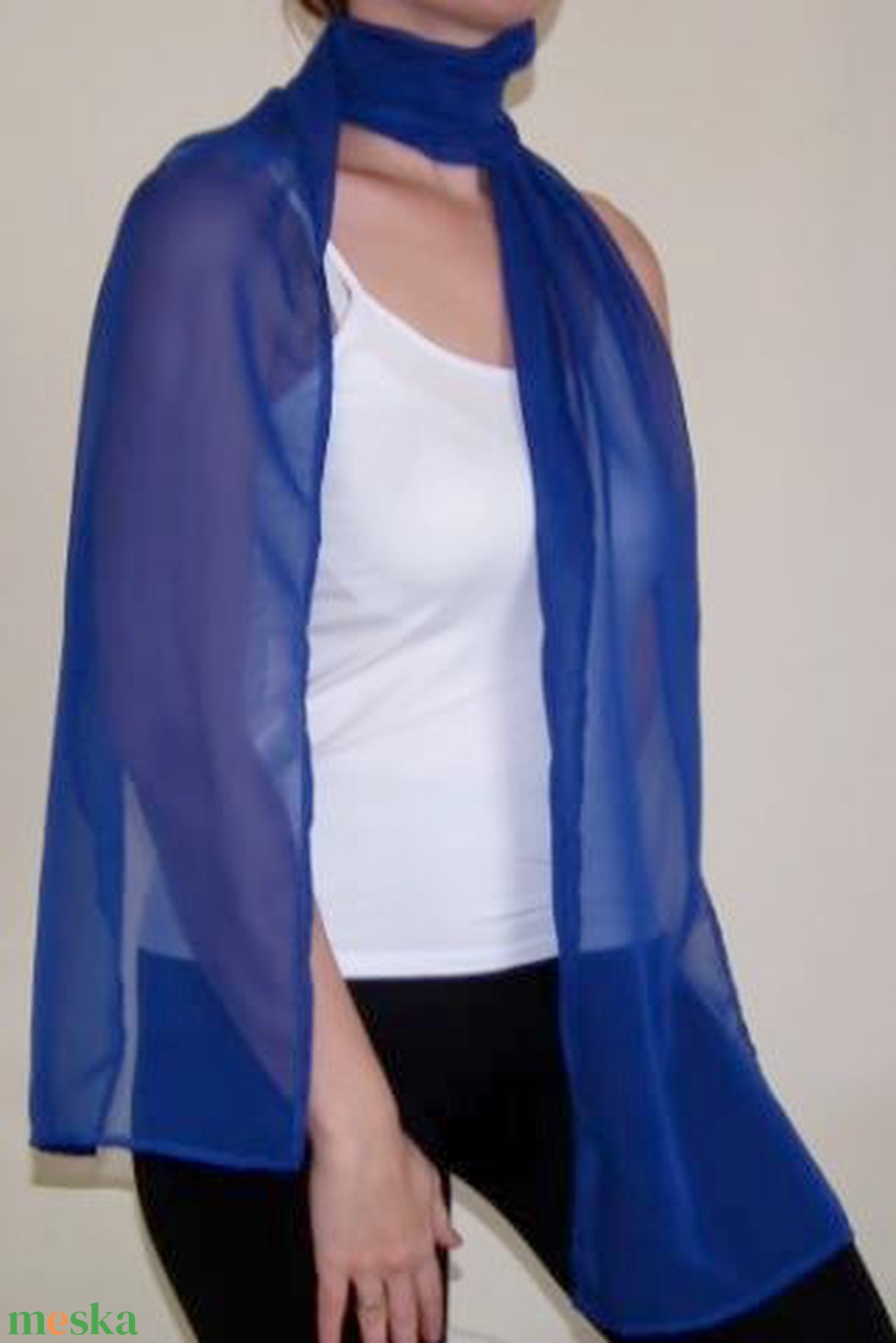 Királykék színű muszlin stóla, vállkendő - ruha & divat - sál, sapka, kendő - vállkendő - Meska.hu