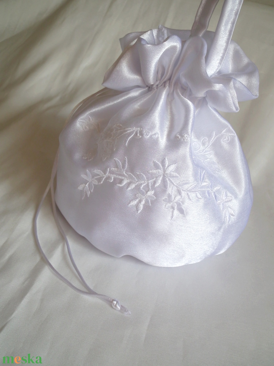Hímzett elegáns menyasszonyi szütyő, új, nagy - esküvő - kiegészítők - táska - Meska.hu