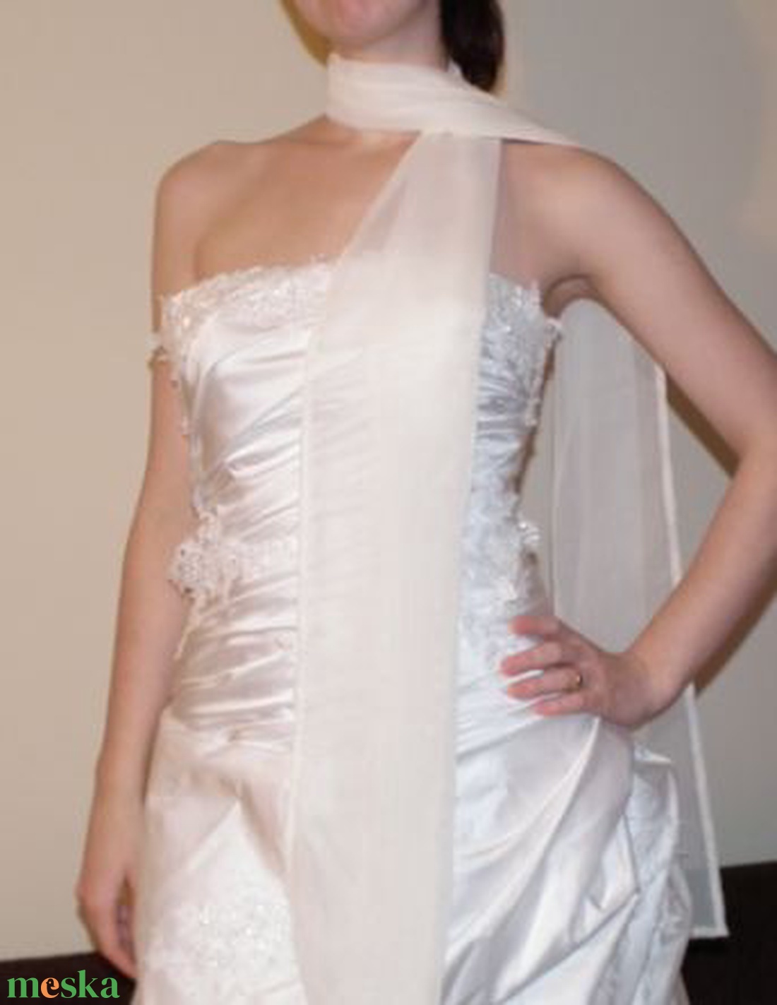 Hófehér muszlin stóla, vállkendő - ruha & divat - sál, sapka, kendő - stóla - Meska.hu