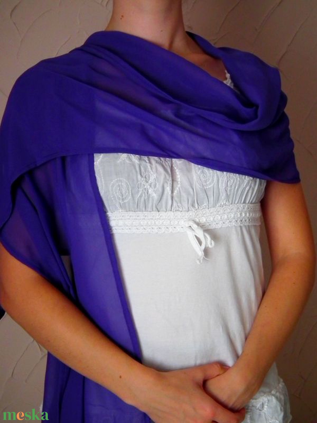 Muszlin stóla, vállkendő - sötétlila - ruha & divat - sál, sapka, kendő - stóla - Meska.hu