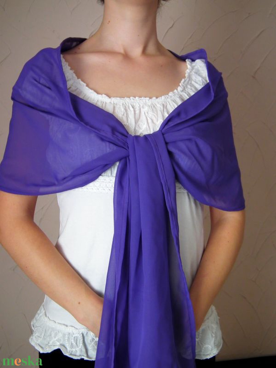 Muszlin stóla, vállkendő - sötétlila - ruha & divat - sál, sapka, kendő - stóla - Meska.hu