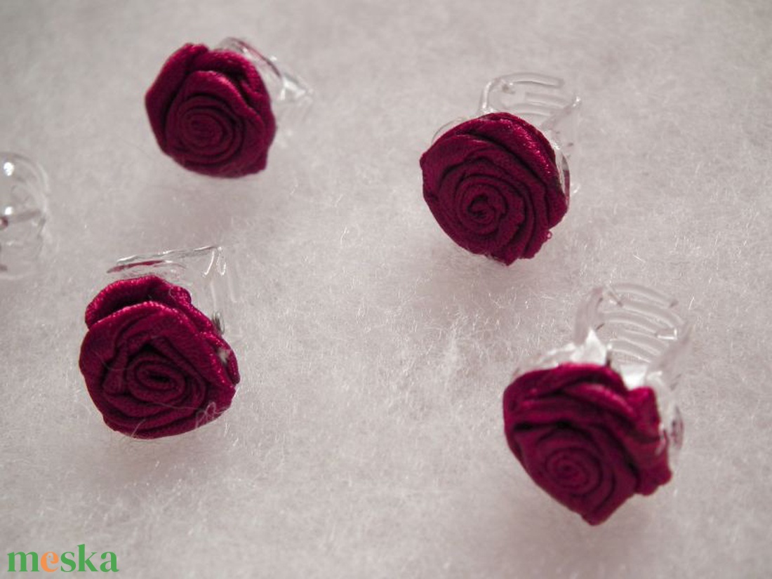 Bordó rózsás hajcsat - esküvő - hajdísz - kontydísz & hajdísz - Meska.hu