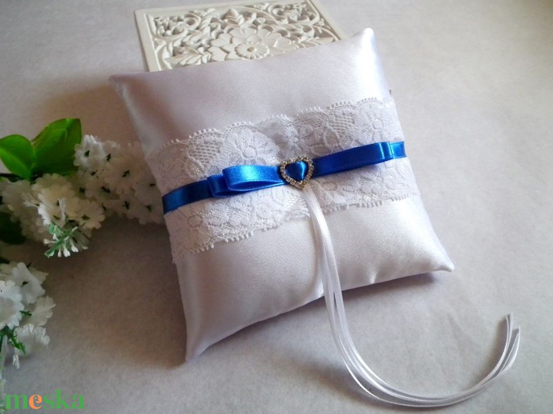 Dupla masnis illúzió gyűrűpárna -királykék - esküvő - kiegészítők - gyűrűtartó & gyűrűpárna - Meska.hu