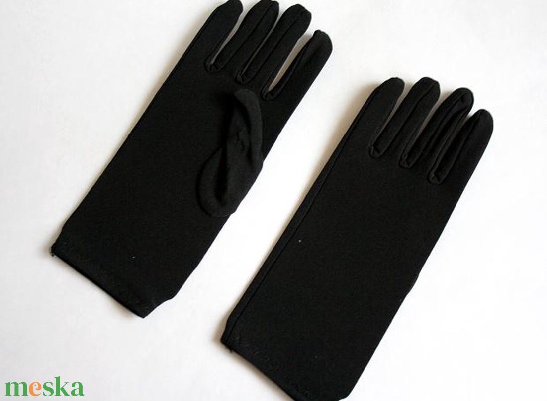 Fekete alkalmi kesztyű - rövid - ruha & divat - sál, sapka, kendő - kesztyű - Meska.hu