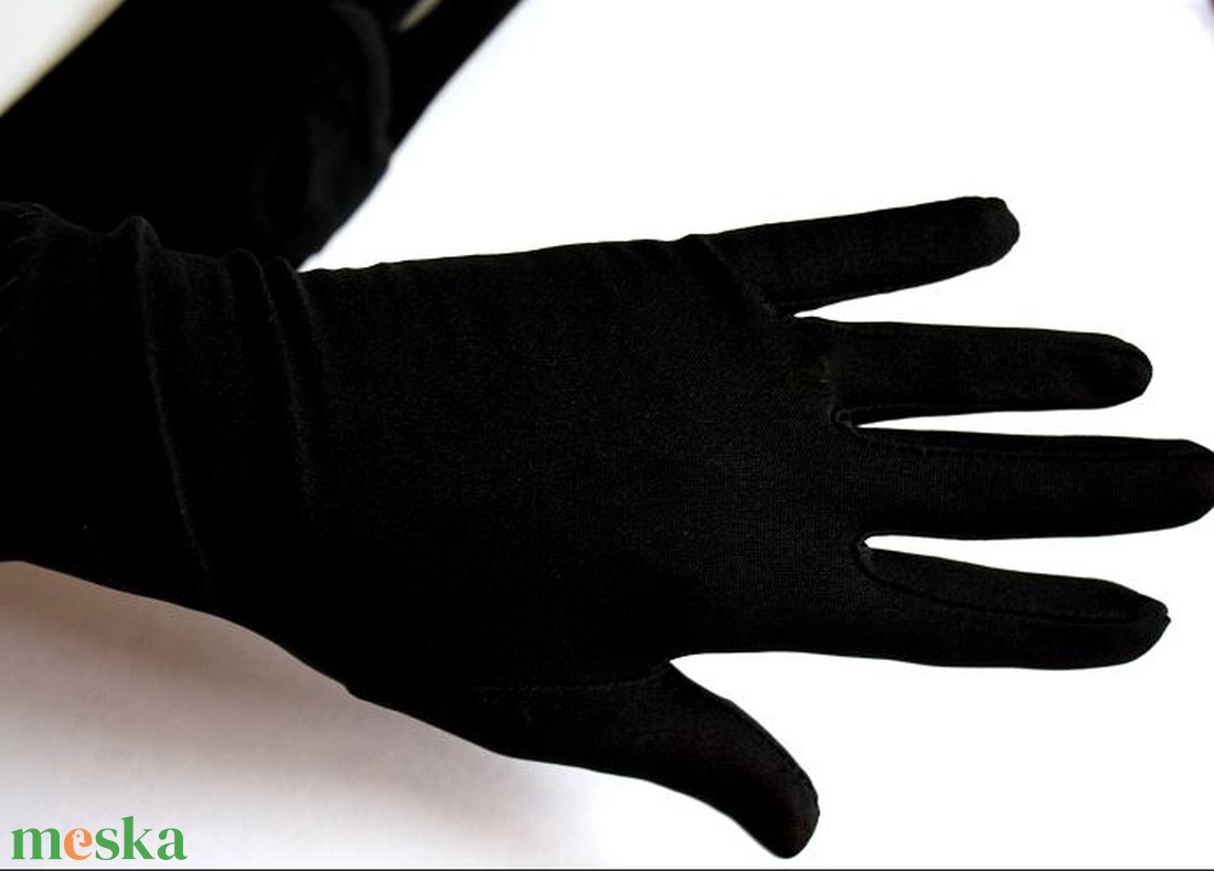 Fekete alkalmi kesztyű - rövid - ruha & divat - sál, sapka, kendő - kesztyű - Meska.hu
