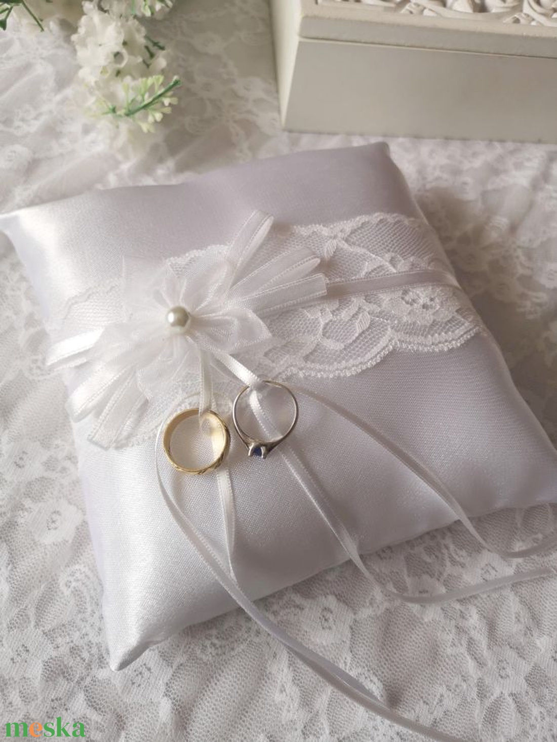 Virágos álom gyűrűpárna - nagy, új - esküvő - kiegészítők - gyűrűtartó & gyűrűpárna - Meska.hu