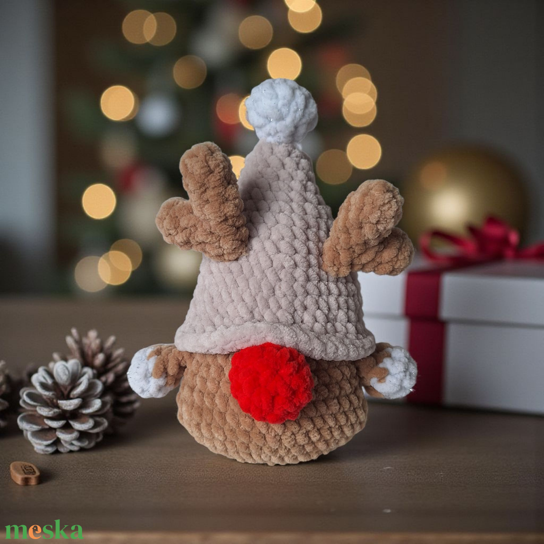 Horgolt rénszarvas manó  - otthon & életmód - dekoráció - manók - Meska.hu