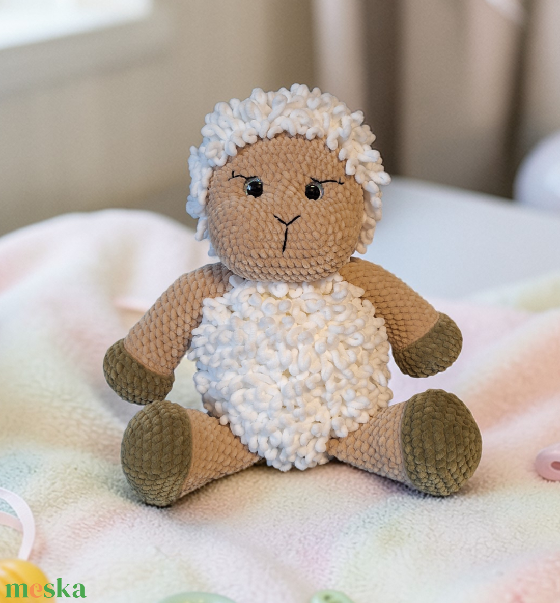 Horgolt bárány -45cm - ünnepi díszek, dekorációk - húsvéti díszek és dekorációk - húsvéti ablakdíszek - Meska.hu