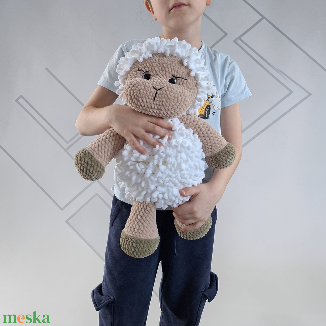 Horgolt bárány -45cm - ünnepi díszek, dekorációk - húsvéti díszek és dekorációk - húsvéti ablakdíszek - Meska.hu