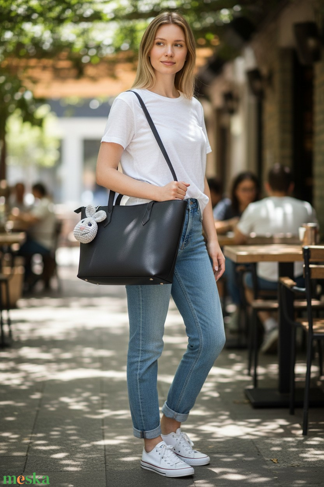 Horgolt amigurumi nyuszi,ezüstszürke - táska & tok - kulcstartó & táskadísz - kulcstartó - Meska.hu