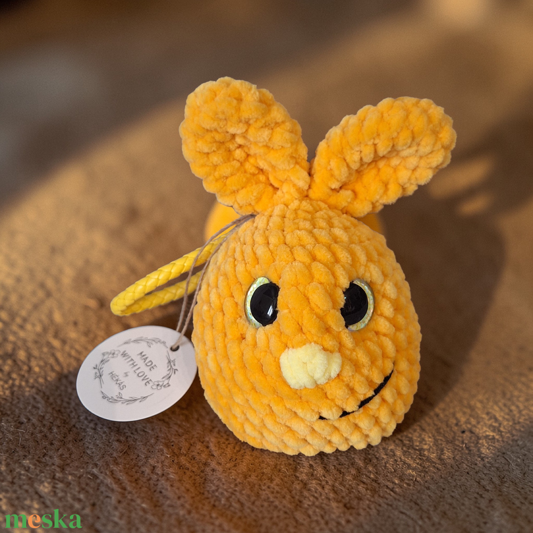 Horgolt amigurumi nyuszi, sárga - ünnepi díszek, dekorációk - húsvéti díszek és dekorációk - húsvéti tojásfadíszek - Meska.hu