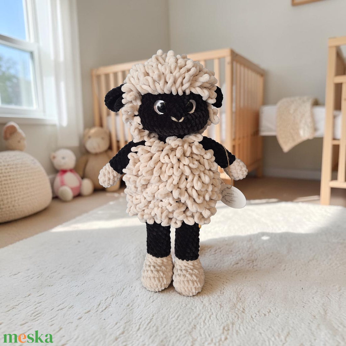 Fekete bárány amigurumi - játék & sport - plüssállat & játékfigura - plüss bárány - Meska.hu