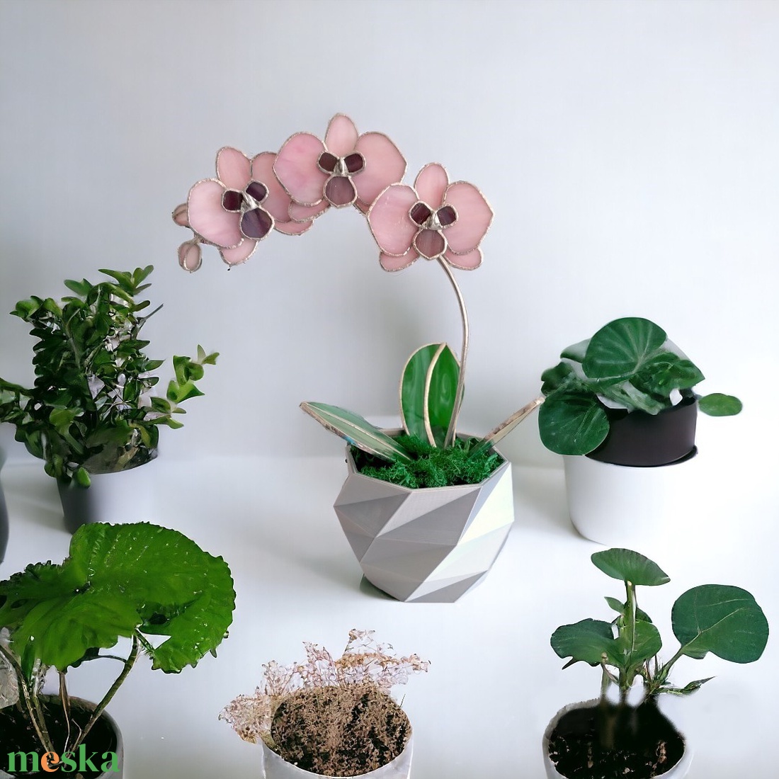 Orchidea üveg örökvirág dekoráció - otthon & életmód - dekoráció - virágdísz és tartó - csokor & virágdísz - Meska.hu