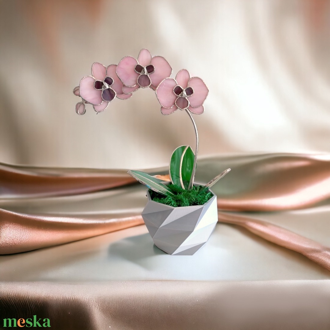 Orchidea üveg örökvirág dekoráció - otthon & életmód - dekoráció - virágdísz és tartó - csokor & virágdísz - Meska.hu