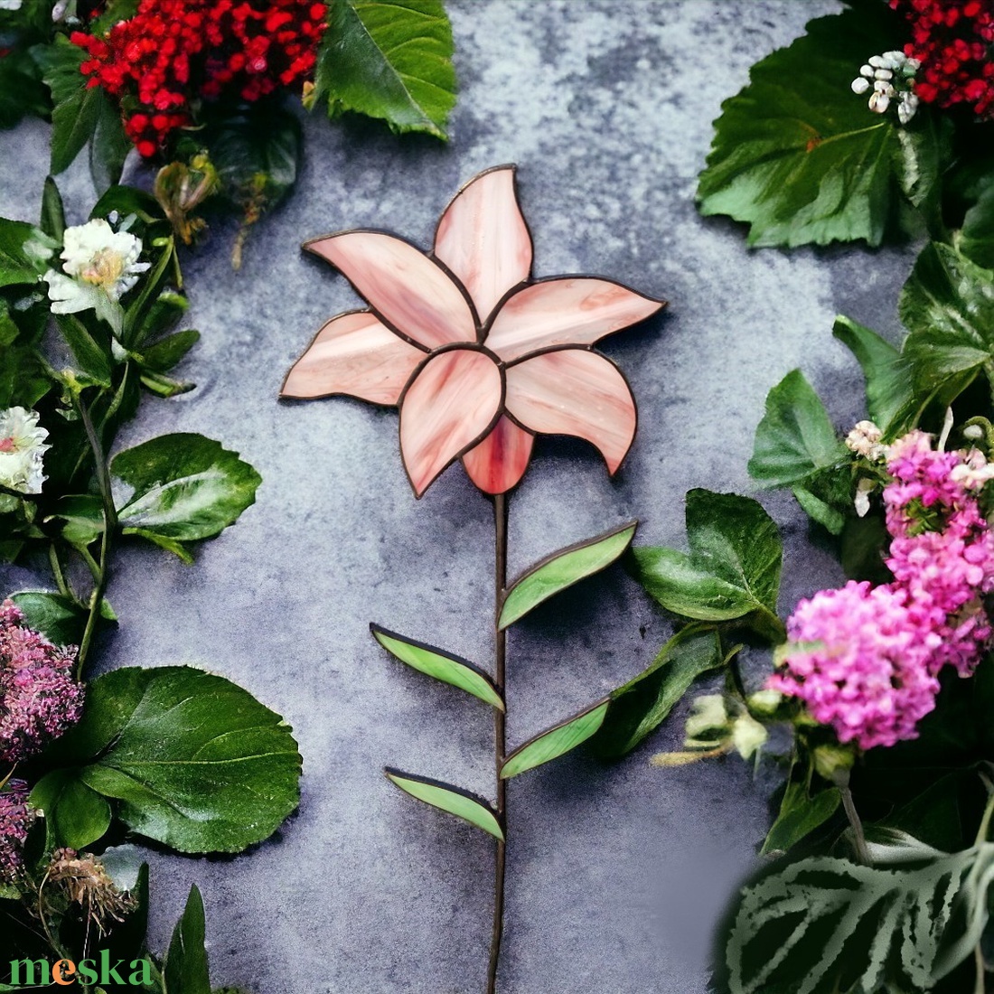 Üveg Liliom Örökvirág - Örömanya köszönőajándék - esküvő - emlék & ajándék - szülőköszöntő ajándék - Meska.hu