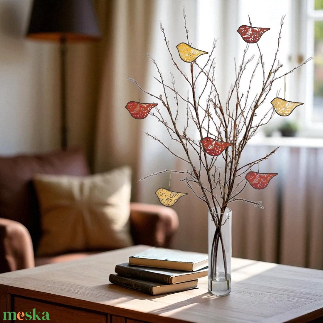 Csipke madár függődísz - Őszi dekoráció - otthon & életmód - dekoráció - fali és függő dekoráció - függődísz - Meska.hu