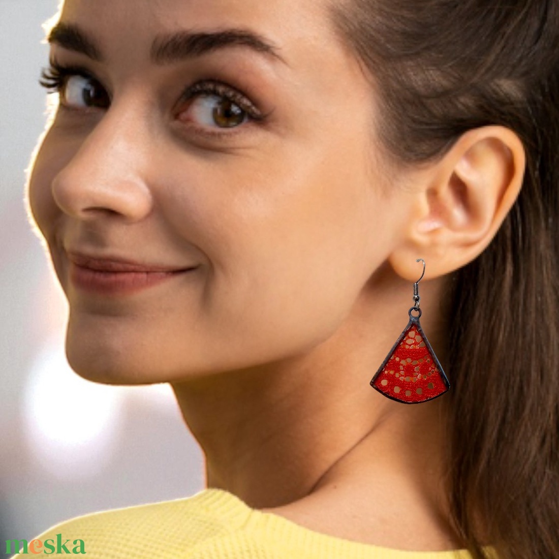 Csipkecsoda - Üveg design fülbevaló - Narancs - ékszer - fülbevaló - lógó fülbevaló - Meska.hu