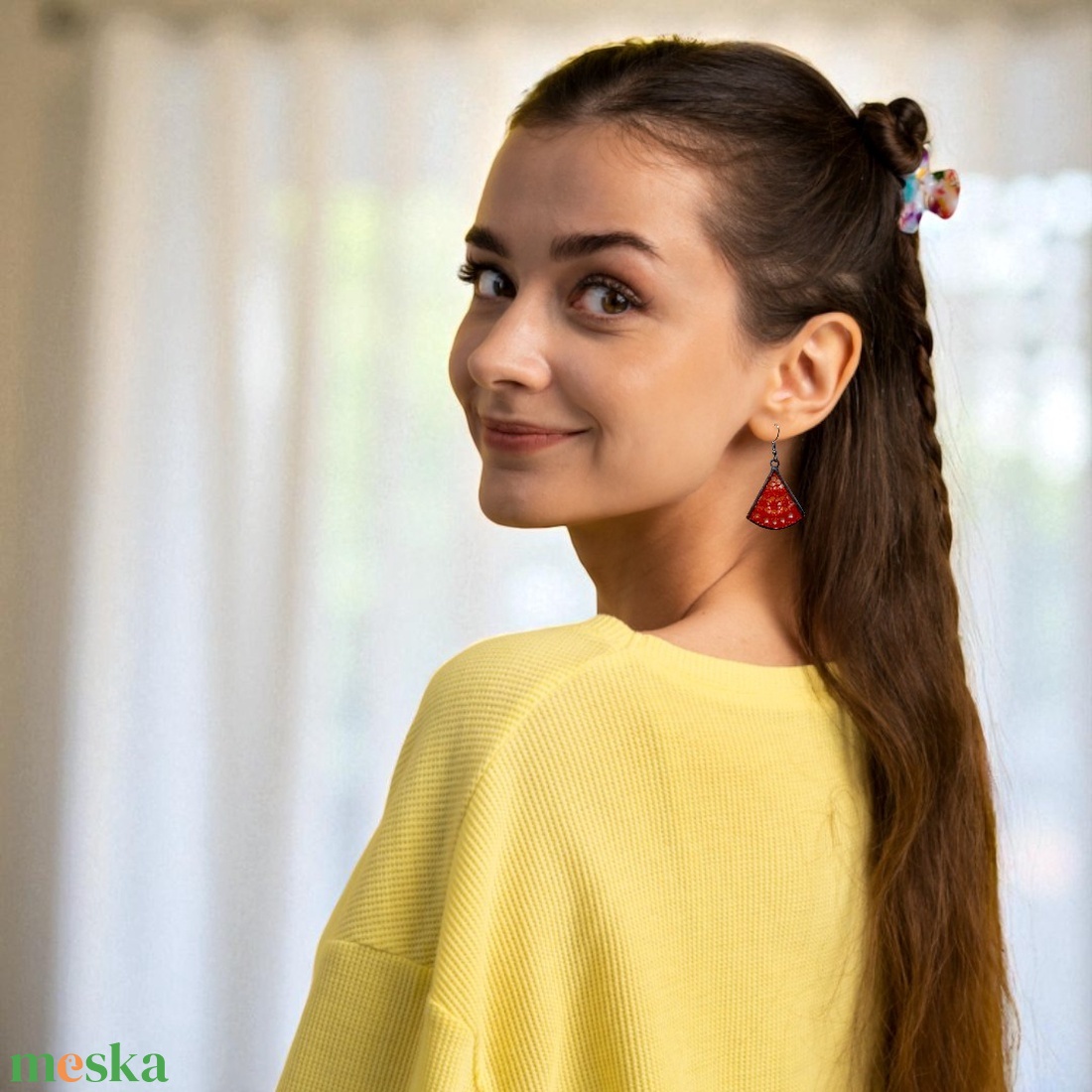 Csipkecsoda - Üveg design fülbevaló - Narancs - ékszer - fülbevaló - lógó fülbevaló - Meska.hu