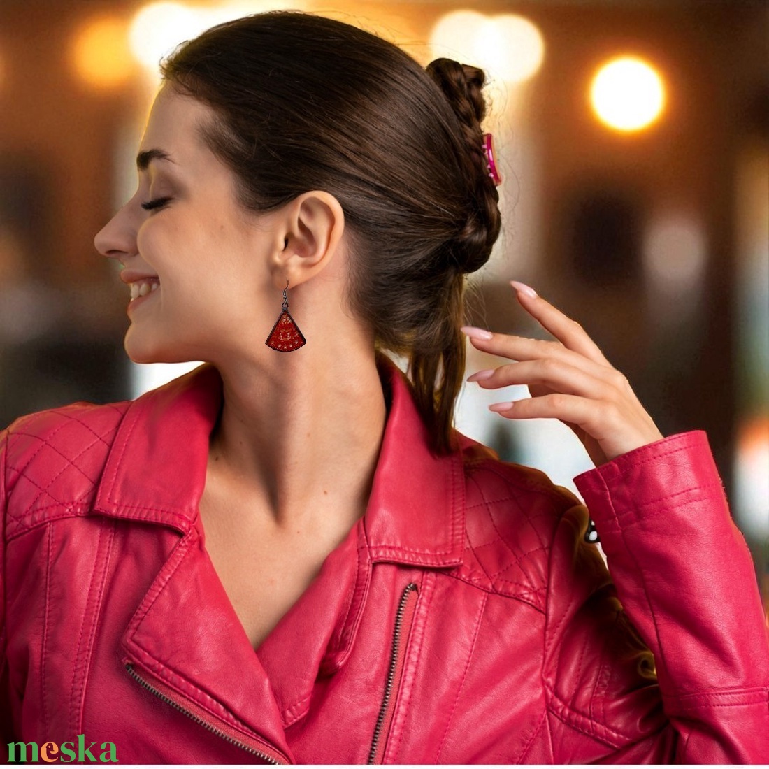 Csipkecsoda - Üveg design fülbevaló - Narancs - ékszer - fülbevaló - lógó fülbevaló - Meska.hu