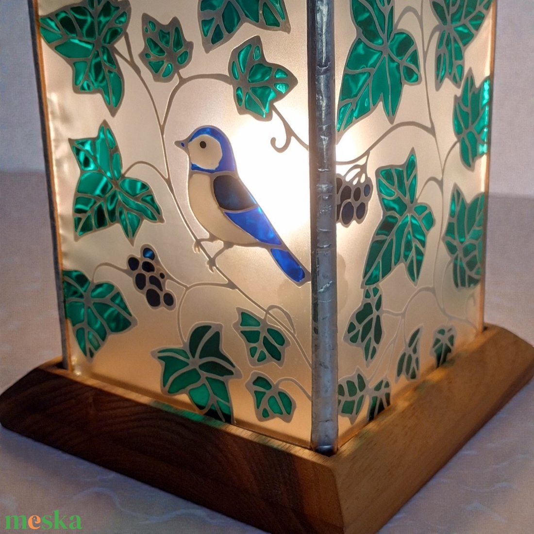 Borostyán fészek - Üveg asztali hangulat lámpa - otthon & életmód - lámpa - asztali lámpa - Meska.hu