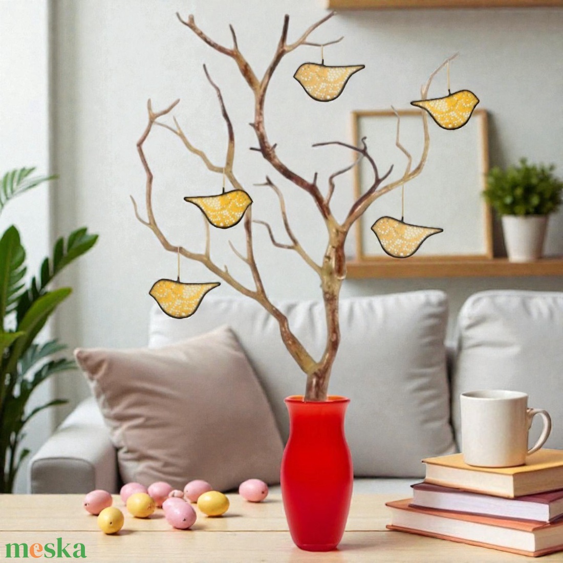 Csipke madár - Üveg húsvéti függődísz - ünnepi díszek, dekorációk - húsvéti díszek és dekorációk - húsvéti asztaldíszek - Meska.hu