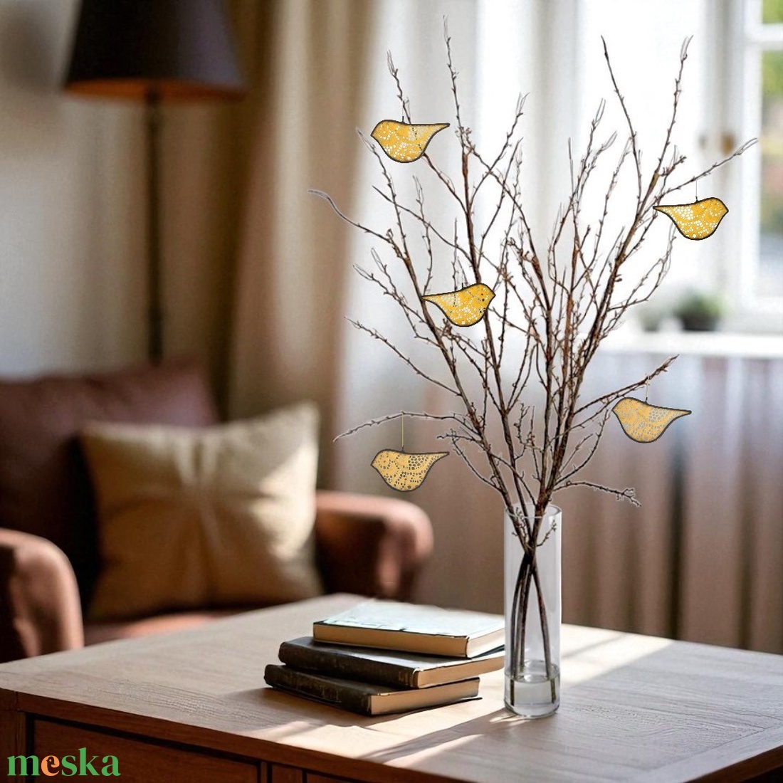 Csipke madár - Üveg húsvéti függődísz - ünnepi díszek, dekorációk - húsvéti díszek és dekorációk - húsvéti asztaldíszek - Meska.hu