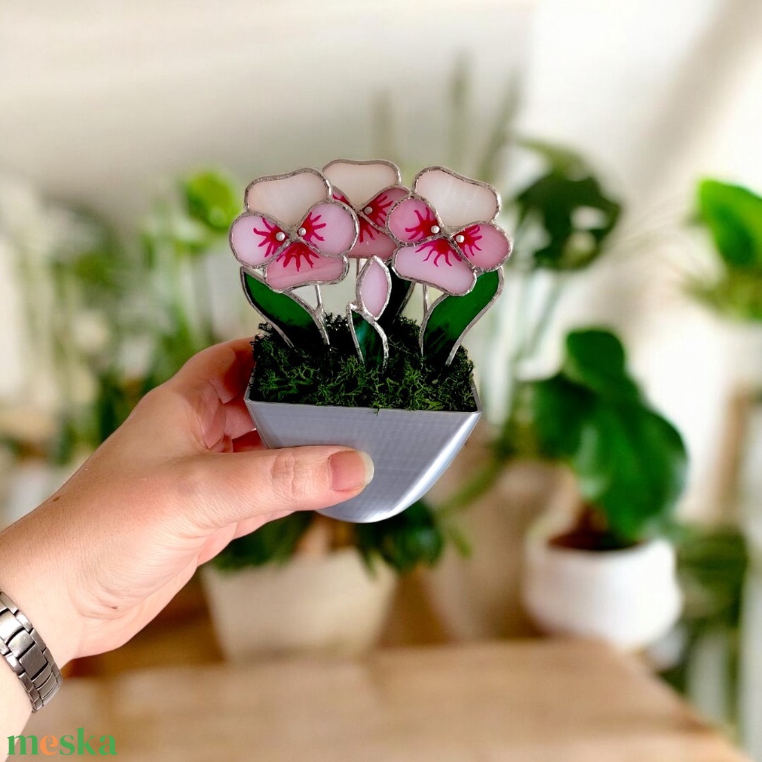 Üveg árvácska - Születésnapi virág ajándék - otthon & életmód - virágdekoráció - virágdíszek - virágdísz kaspóban - Meska.hu