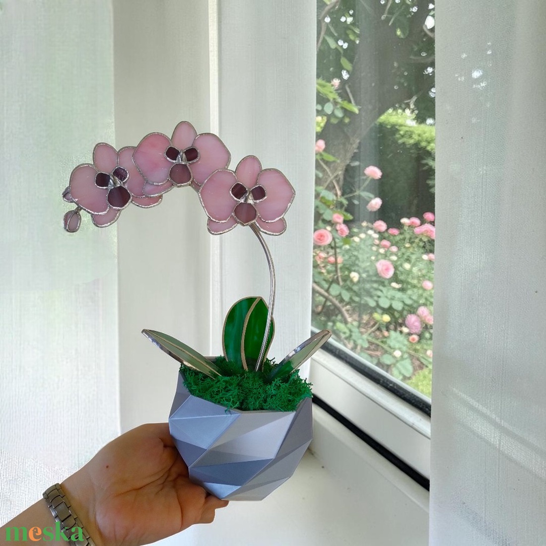 Örömanya szülőköszöntő - Orchidea üveg örökvirág - esküvő - emlék & ajándék - szülőköszöntő ajándék - Meska.hu