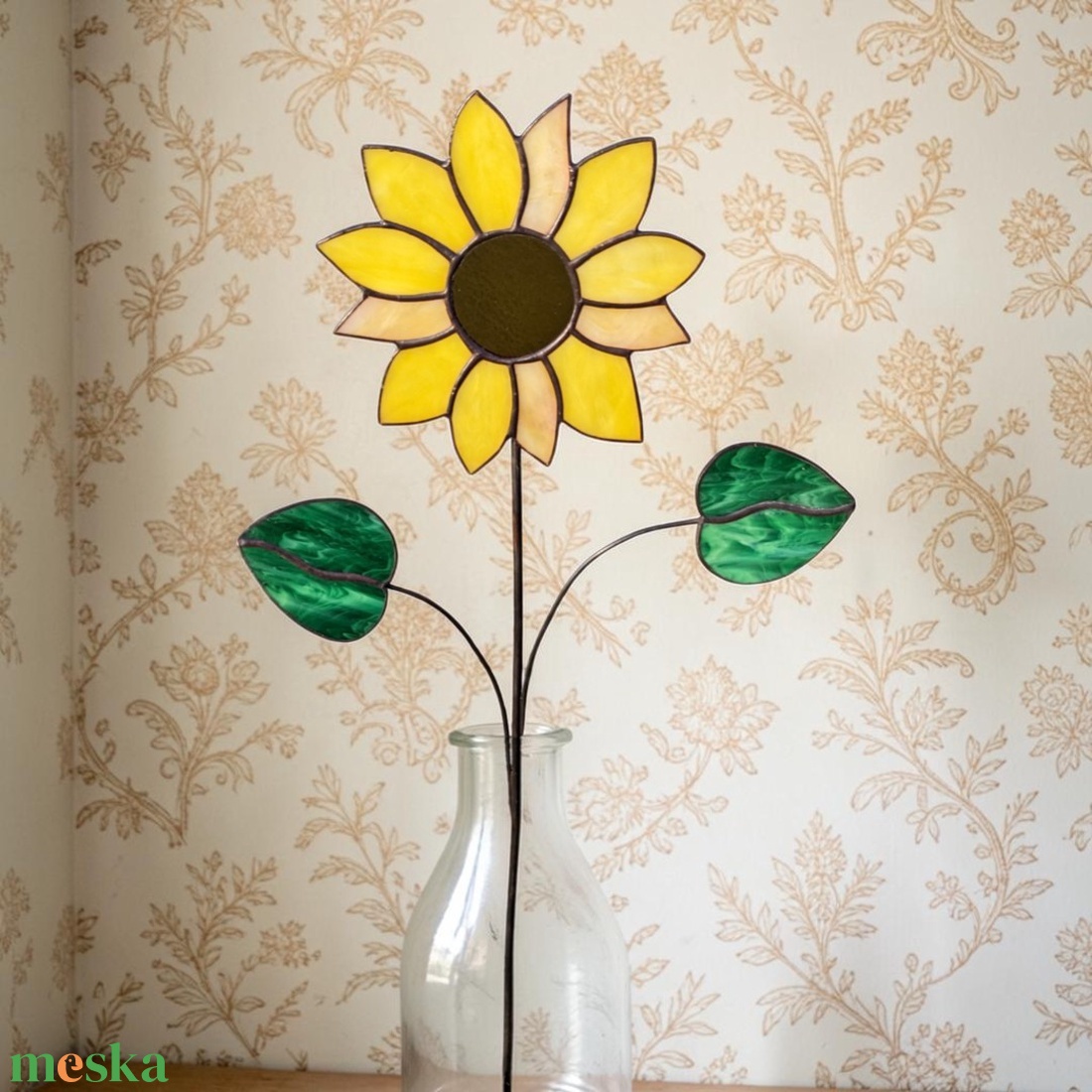 Napraforgó üveg örökvirág - otthon & életmód - virágdekoráció - virágok - virágcsokor - Meska.hu