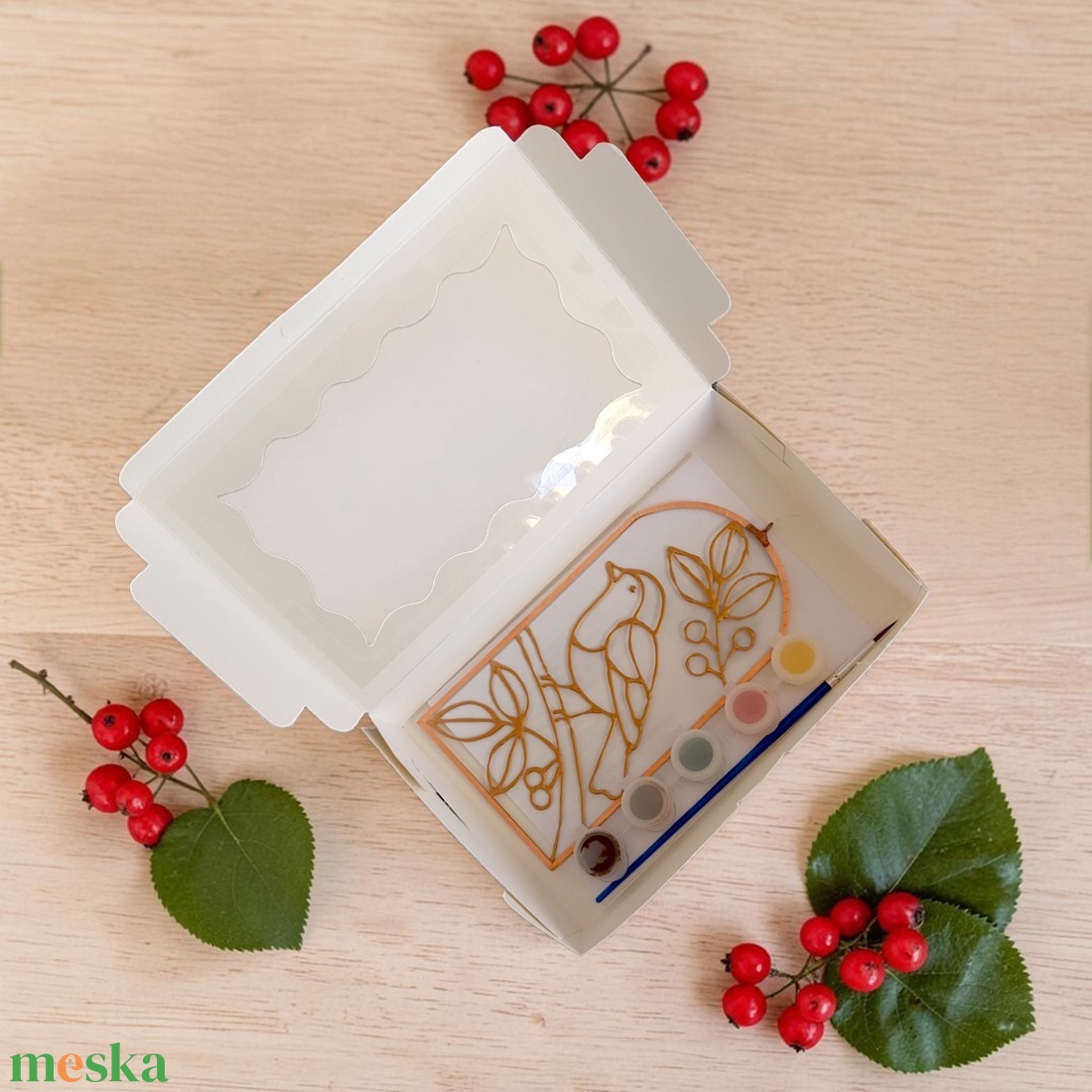Üvegfestő DIY Alkotó doboz - Vörösbegy - diy (csináld magad) - egységcsomag - Meska.hu