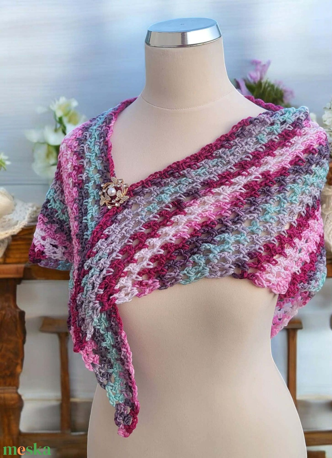 Horgolt  kendő - ruha & divat - sál, sapka, kendő - sapka - Meska.hu