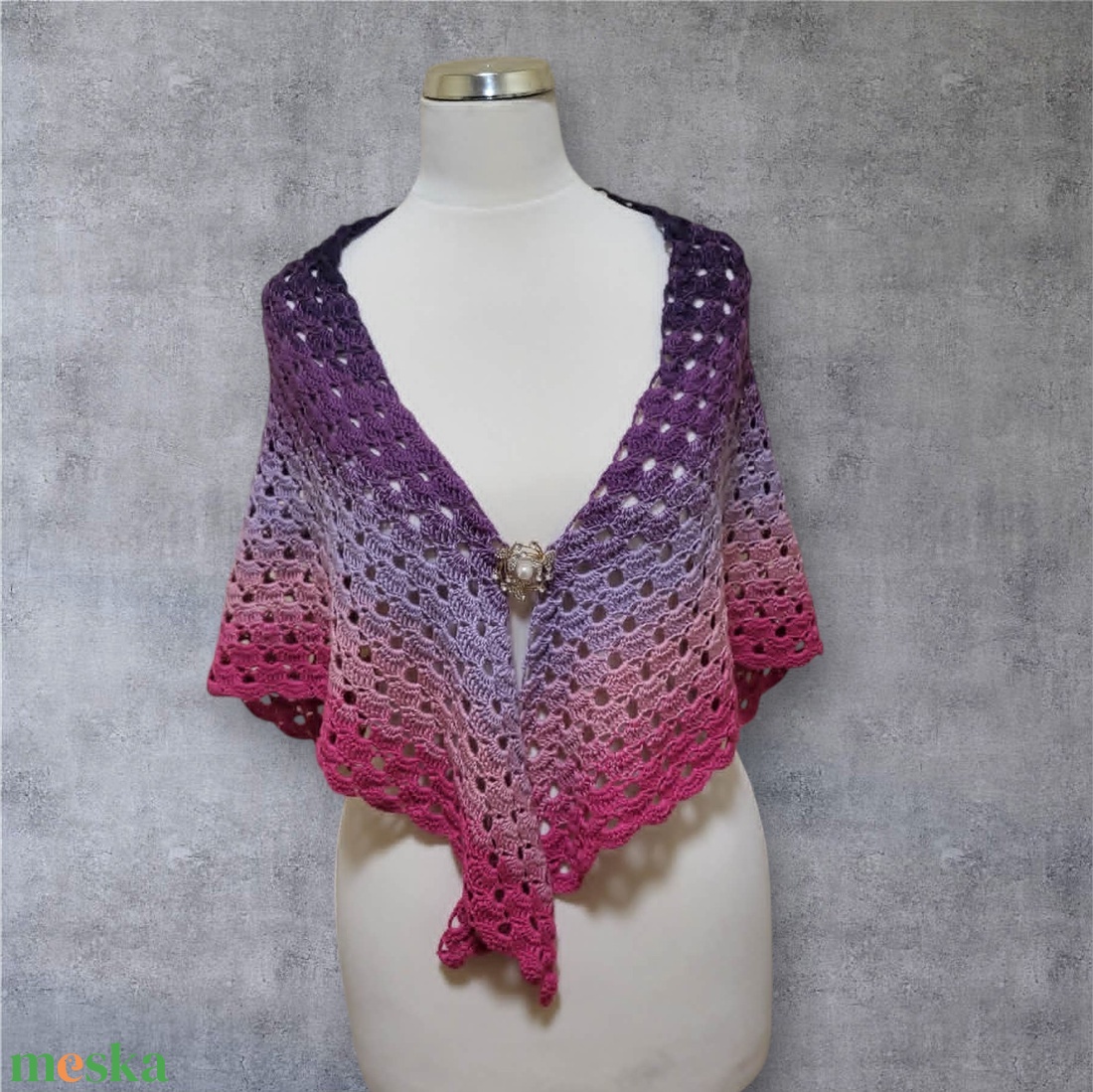 Horgolt kendő - ruha & divat - sál, sapka, kendő - sál - Meska.hu