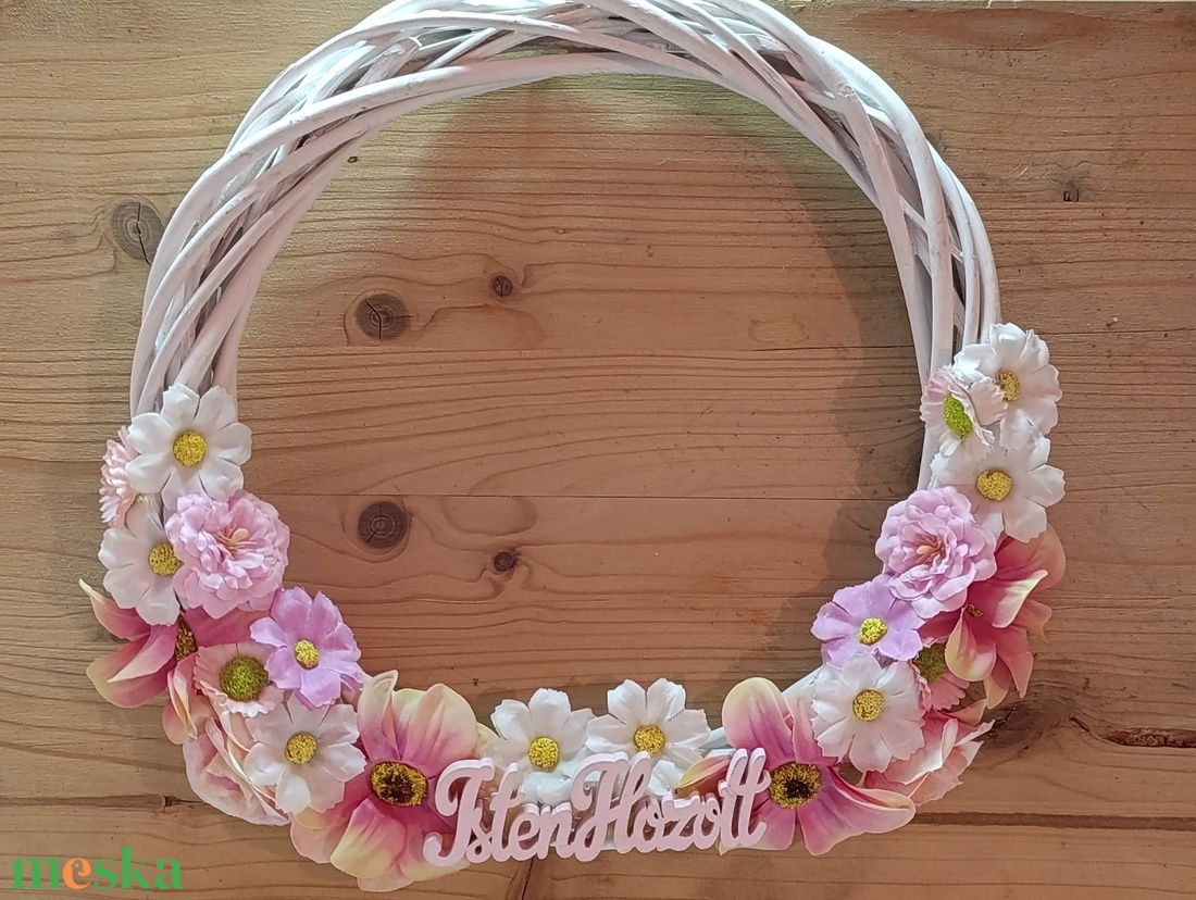Tavaszi pasztell kopogtató � Isten Hozott feliratos ajtódísz (25 cm) - otthon & életmód - dekoráció - ajtó- és ablak dekoráció - ajtódísz & kopogtató - Meska.hu