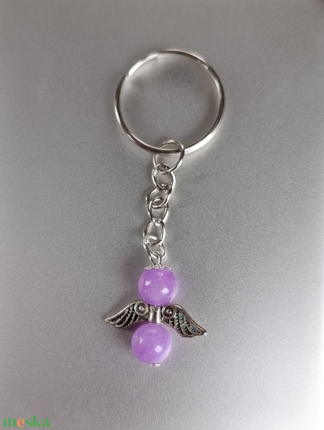 Őrangyal kulcstartó lila jáde ásvánnyal � Szerencsehozó kísérő - táska & tok - kulcstartó & táskadísz - kulcstartó - Meska.hu