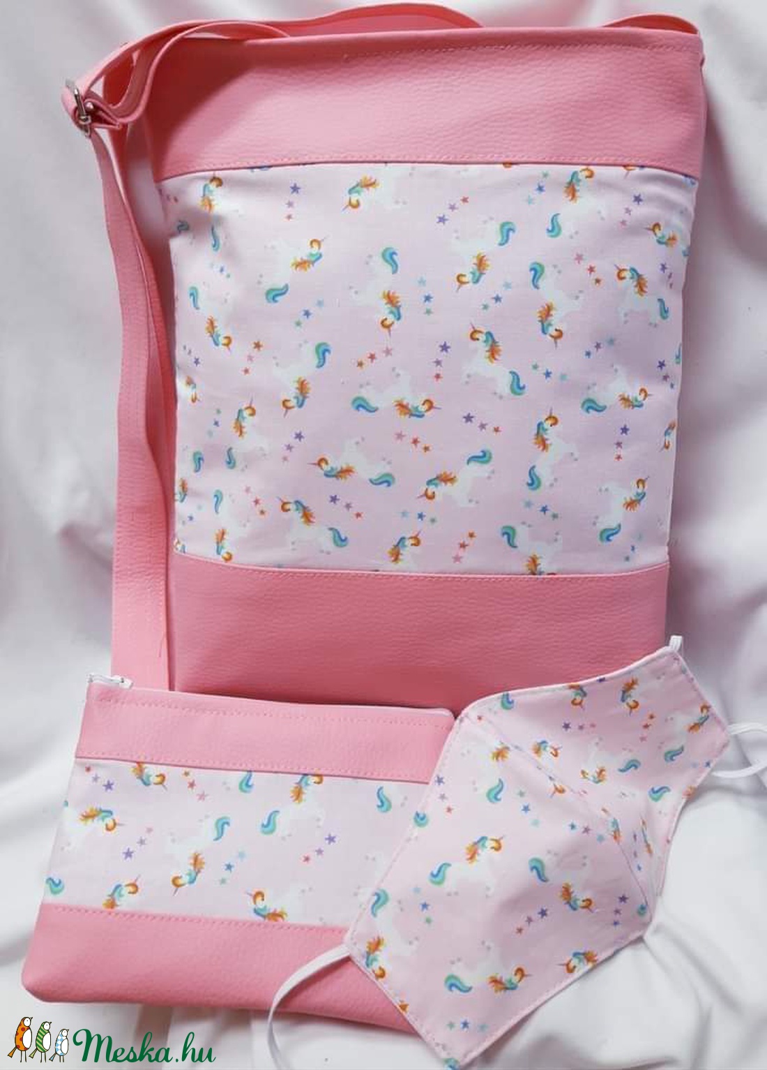 Textilbőr oldaltáska+neszesszer+maszk szett - táska & tok - kézitáska & válltáska - vállon átvethető táska - Meska.hu