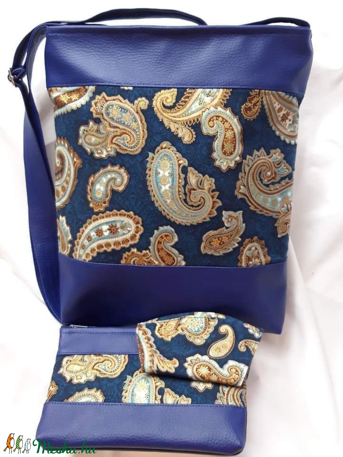 Textilbőr oldaltáska+neszesszer+maszk szett - táska & tok - kézitáska & válltáska - vállon átvethető táska - Meska.hu