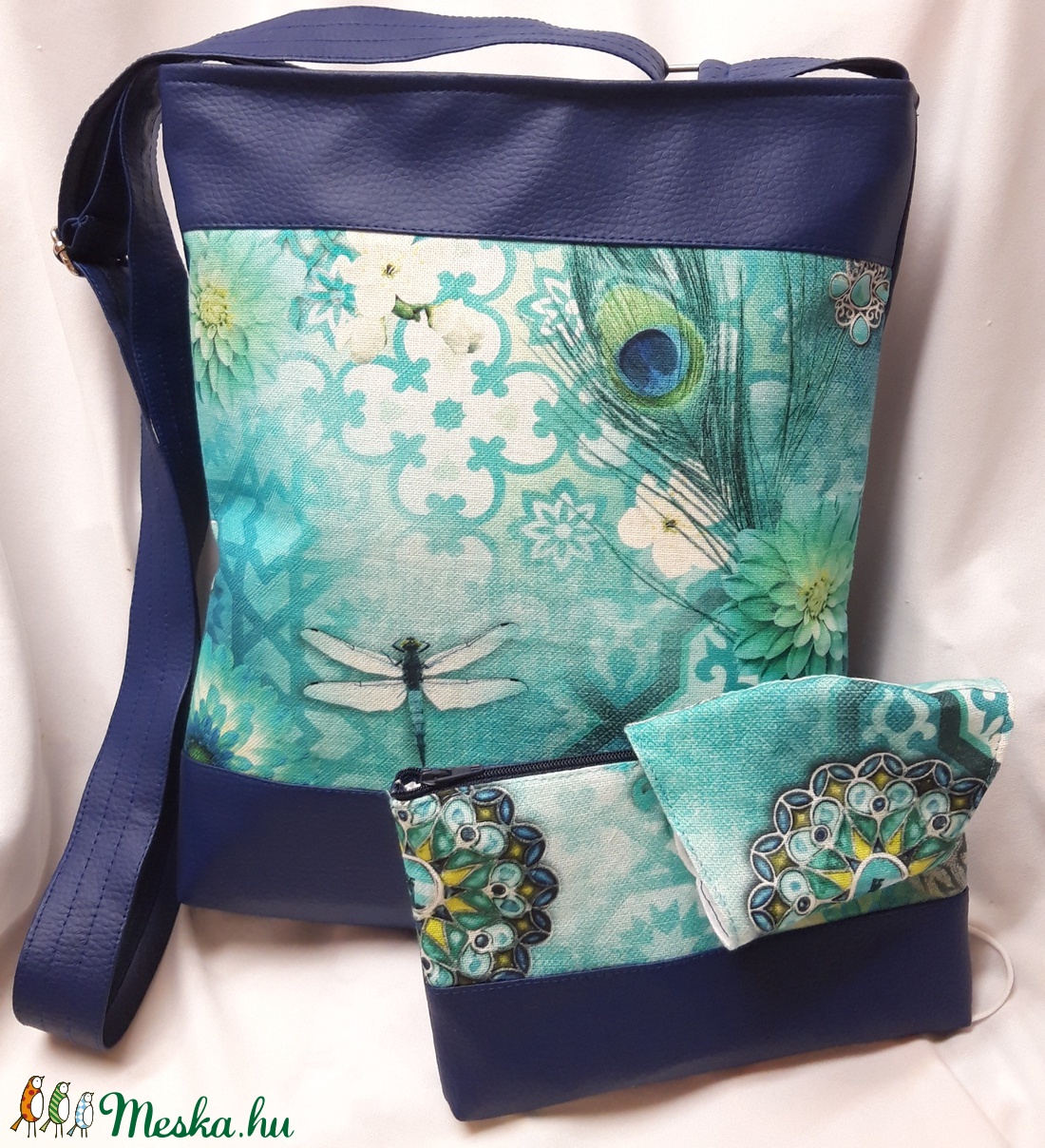 Textilbőr oldaltáska+neszesszer+maszk szett - táska & tok - kézitáska & válltáska - vállon átvethető táska - Meska.hu