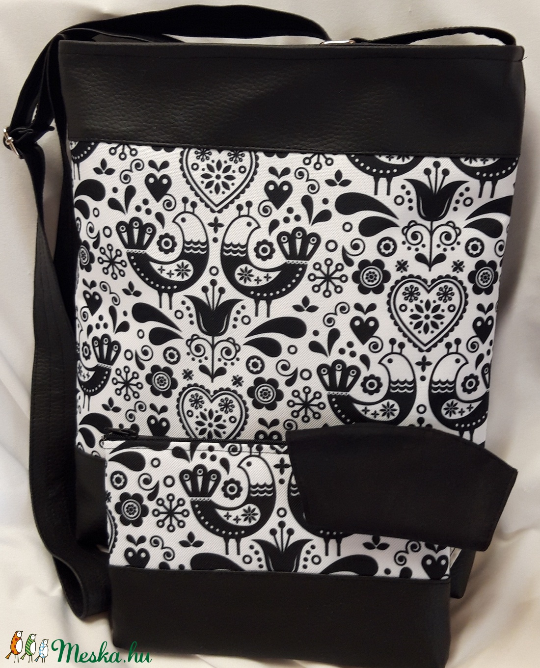 Textilbőr oldaltáska+neszesszer+maszk szett - táska & tok - kézitáska & válltáska - vállon átvethető táska - Meska.hu