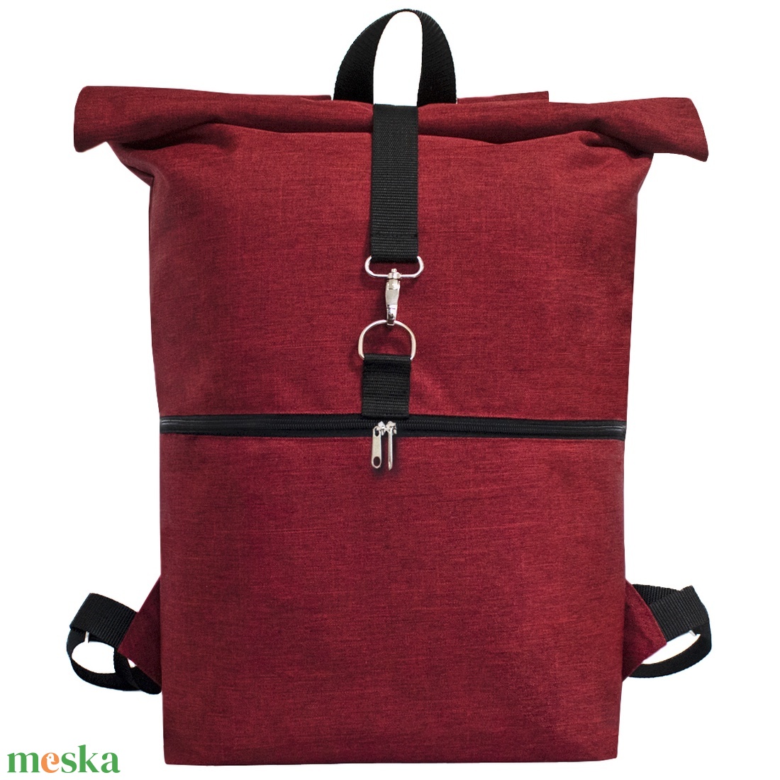Víz- és kopásálló nagy piros roll top hátizsák - táska & tok - hátizsák - roll top hátizsák - Meska.hu