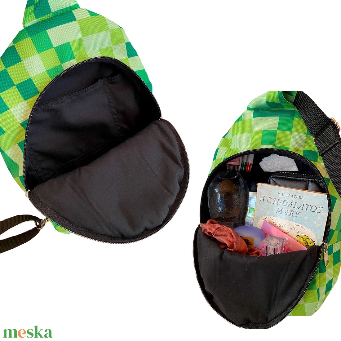 Kockás zöld crossbody táska - táska & tok - kézitáska & válltáska - vállon átvethető táska - Meska.hu