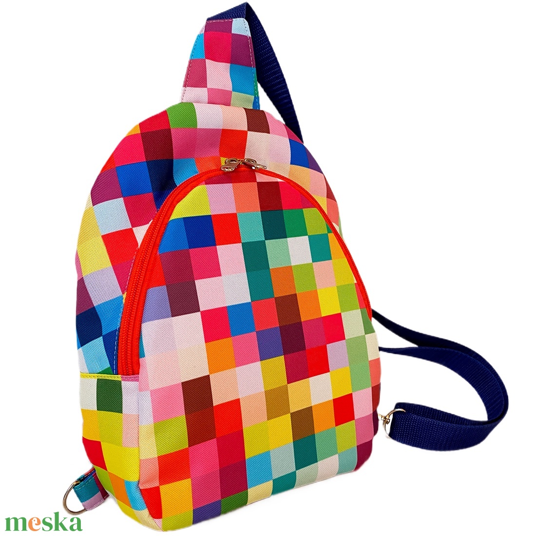 Kockás színes crossbody táska - táska & tok - kézitáska & válltáska - vállon átvethető táska - Meska.hu