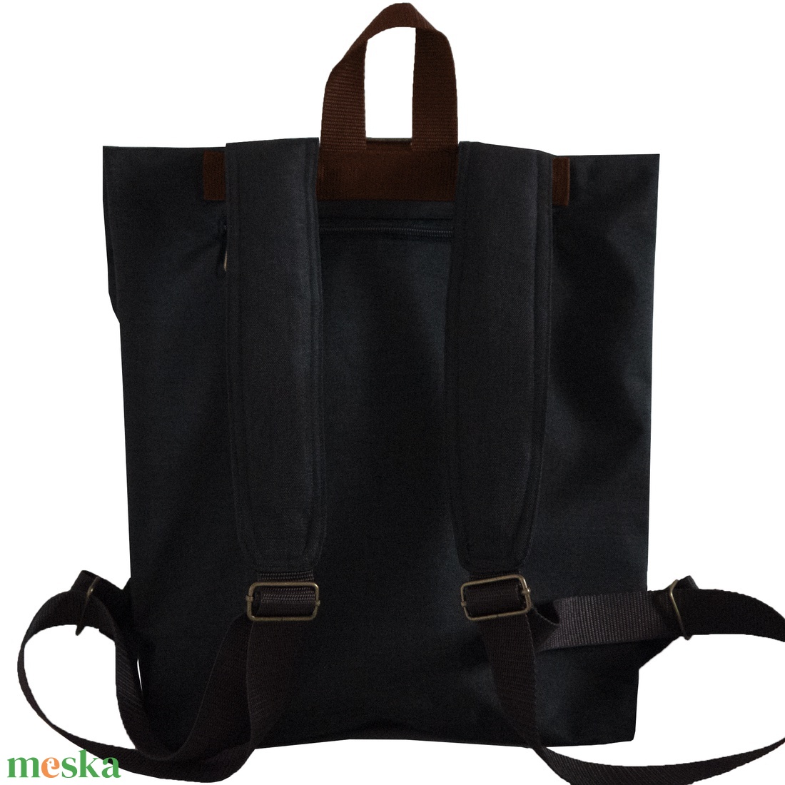 BASIC víz- és kopásálló barna és fekete roll top hátizsák - táska & tok - hátizsák - hátizsák - Meska.hu