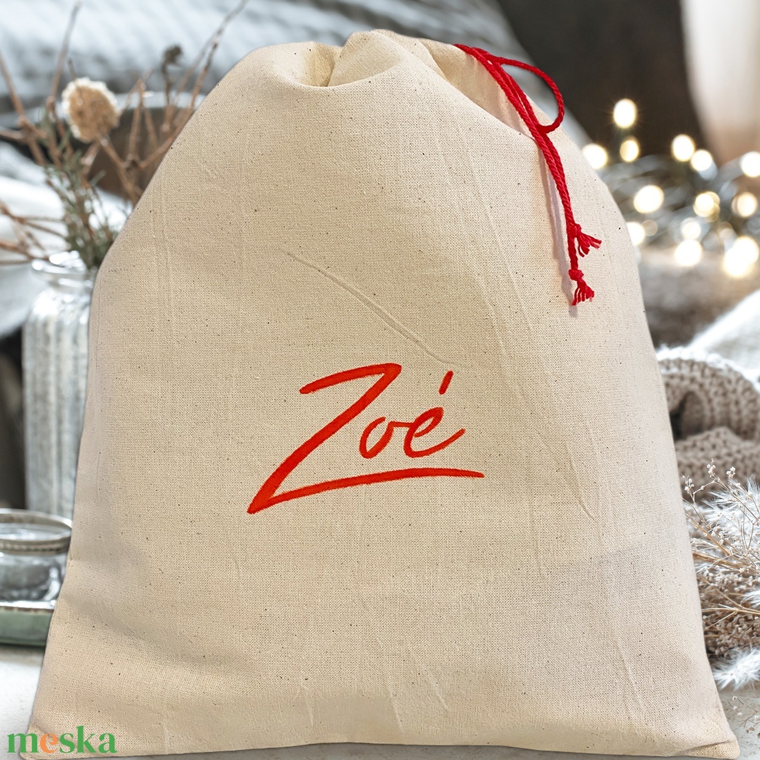 Kézzel írt névre szóló mikulás, ajándék zsák - karácsony - mikulás - mikulás zsák - Meska.hu